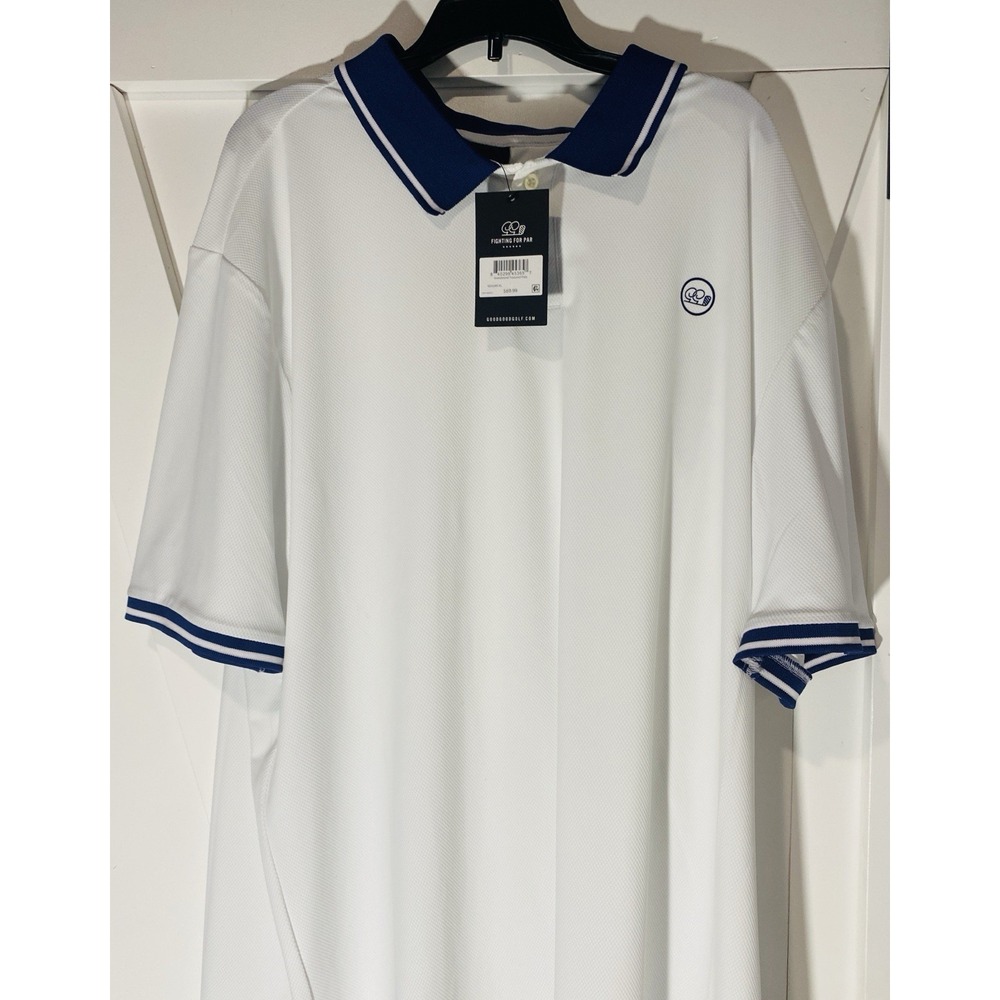 New Good Good Golf Men's Grandstand Textured Polo Shirt White Size 2XL N